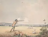 A gentleman shooting wildfowl by Henry Thomas Alken, watercolor, offered Jun 2023