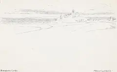 Bamborough castle by Albert Goodwin, Pen and inkSigned, offered Jun 2023