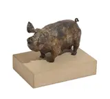 Pig seeing the wind by Lucy Boydell, Bronze on stone plinth, sold Jun 2023