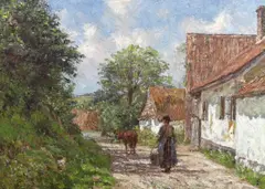 A French Village by James Charles, 1912, oil on canvas, sold Dec 2023