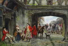 The Meet by Frank Moss Bennett, Oil on canvas relined, sold Dec 2023