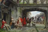 The Meet by Frank Moss Bennett, Oil on canvas relined, sold Dec 2023