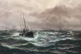 A Surface Run of Submarines by Thomas Rose Miles, oil on canvas, sold Dec 2023
