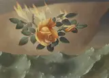 Roses burning over the sea by John Armstrong, oil on board, sold Dec 2023