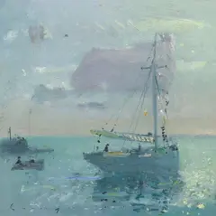 Regatta by Frederick Cuming, oil on board, sold Dec 2023
