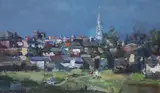 Town in Wexford by James George Le Jeune Rha, oil on board, sold Dec 2023