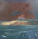Dungeness from the Seaoil on boardsigned by Harold Mockford, oil on board, sold Dec 2023