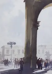 St Mark's Piazza by Edward Seago, watercolour, sold Dec 2023
