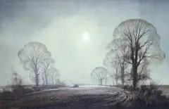 Ploughing at the gleaning by Rowland Hilder, gouache and watercolour, sold Dec 2023