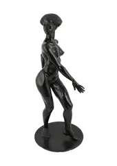 A black patinated cast pewter figure of an African woman by Ronald Cameron, sculpture, sold Dec 2023