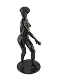 A black patinated cast pewter figure of an African woman by Ronald Cameron, sculpture, sold Dec 2023