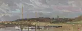 Estuary landscape by Paul Banning, oil on canvas, sold Dec 2023