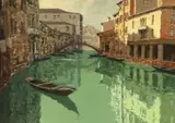 Venetian canal with gondolas by Giuseppe Marino, oil on canvas, sold Dec 2023