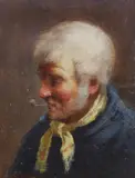 Portrait of a gentleman smoking by David Haddon, oil, sold Dec 2023