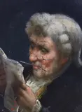 Portrait of a gentleman reading by David Haddon, oil on board, sold Dec 2023