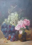 Still life of grapes and roses by Rosa Appleton, oil on canvas, sold Dec 2023