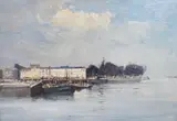 ‘’Honfleur Quayside’’ by Ian Houston, oil on board, sold Dec 2023