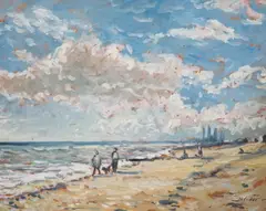 Shoreline view, Thanet by Michael John Blaker, oil, sold Dec 2023