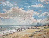 Shoreline view, Thanet by Michael John Blaker, oil, sold Dec 2023