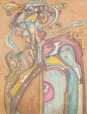 The Fisherman by Anatoly Sirkov, mixed media on card, sold Dec 2023
