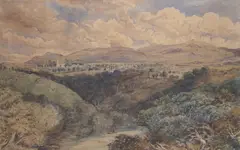 River landscape by David Cox Jr., 1877, watercolour, sold Dec 2023