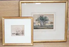 Figures in a park by John Varley, watercolour, sold Dec 2023