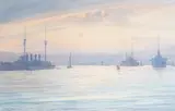 Sunset, Victoria Reach, River Medway by Irwin Bevan, watercolour, sold Dec 2023