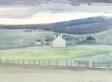Crofts at Norwick, Shetland by Nicholas Barnham, 1977, watercolour, sold Dec 2023