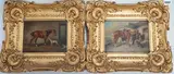 Associated pair of equestrian scenes by Henry S. Cottrell, oil, sold Nov 2023