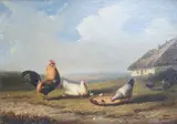 Farmyard scene with poultry by Frans van Severdonck, oil on board, sold Nov 2023