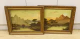 Mountainous landscapes with highland cattle by B. Ward, oil, offered Nov 2023