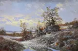 Winter sunset by Noel Ripley, oil on board, sold Nov 2023