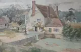 View of a farmhouse by Rosa Katrine Hesketh-Jones, watercolour, sold Nov 2023