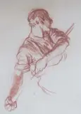 Farmhand by George Clausen, drawing, offered Nov 2023