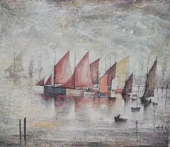 Sailing boats by L. S. Lowry, pencil, sold Nov 2023