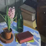 Still life of flowers and vessels by J.M. Halliday, oil on board, sold Nov 2023
