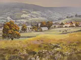 Panoramic landscape with cattle and farm buildings by N. Englefield, oil on canvas, sold Nov 2023