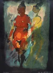Study of two figures by Marino Marini, mixed media, sold Nov 2023
