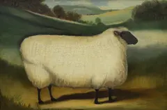 A Cotswold sheep by Alexandra Churchill, oil on board, sold Nov 2023