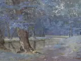 Dusk lit stream by Lexden L. Pocock, watercolour, sold Nov 2023