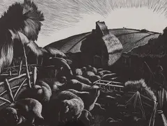 January Lambing by Clare Leighton, engraving, sold Nov 2023