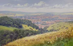 Towards Lewes by Christopher Osborne, oil on board, sold Nov 2023
