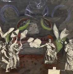 Hail Caesar! by Gerald Leet, mixed media and collage on paper, sold Nov 2023