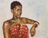 Portrait of an African lady by Nicola King, oil on canvas, sold Nov 2023