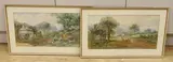 Rural landscapes with cattle and ducks by Elizabeth Taylor, watercolor, offered Nov 2023