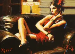 Linda in red III by Fabian Perez, giclee, sold Nov 2023