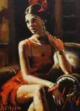 Linda in red by Fabian Perez, giclee, sold Nov 2023