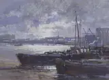 The Thames, Chelsea by Norman Battershill, pastel and mixed, offered Nov 2023