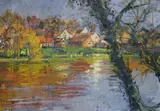 The Pond in April, Sussex by Tessa Spencer Pryse, oil on canvas, sold Nov 2023