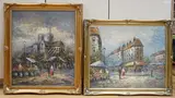 Parisian street scenes by Caroline C. Burnett, oil, sold Nov 2023